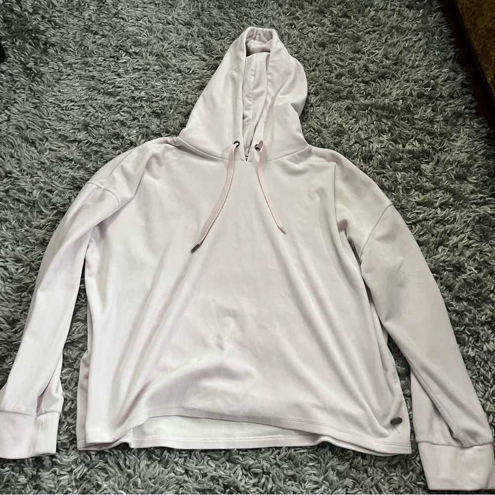 DKNY light pink velvet pull over hoodie size xl